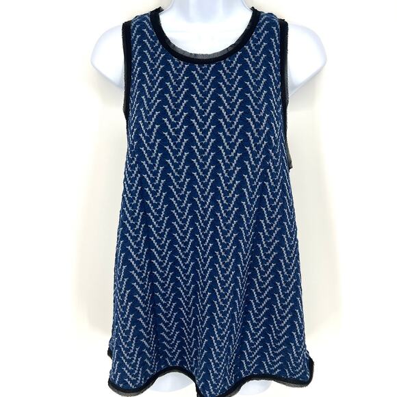 Anthropologie Postmark Sleeveless Tank Back Zip Sheer Raw Edge Detail Trim Sz M - Picture 2 of 11